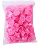 Heart -shaped silicone color cap - pink - 100 pack