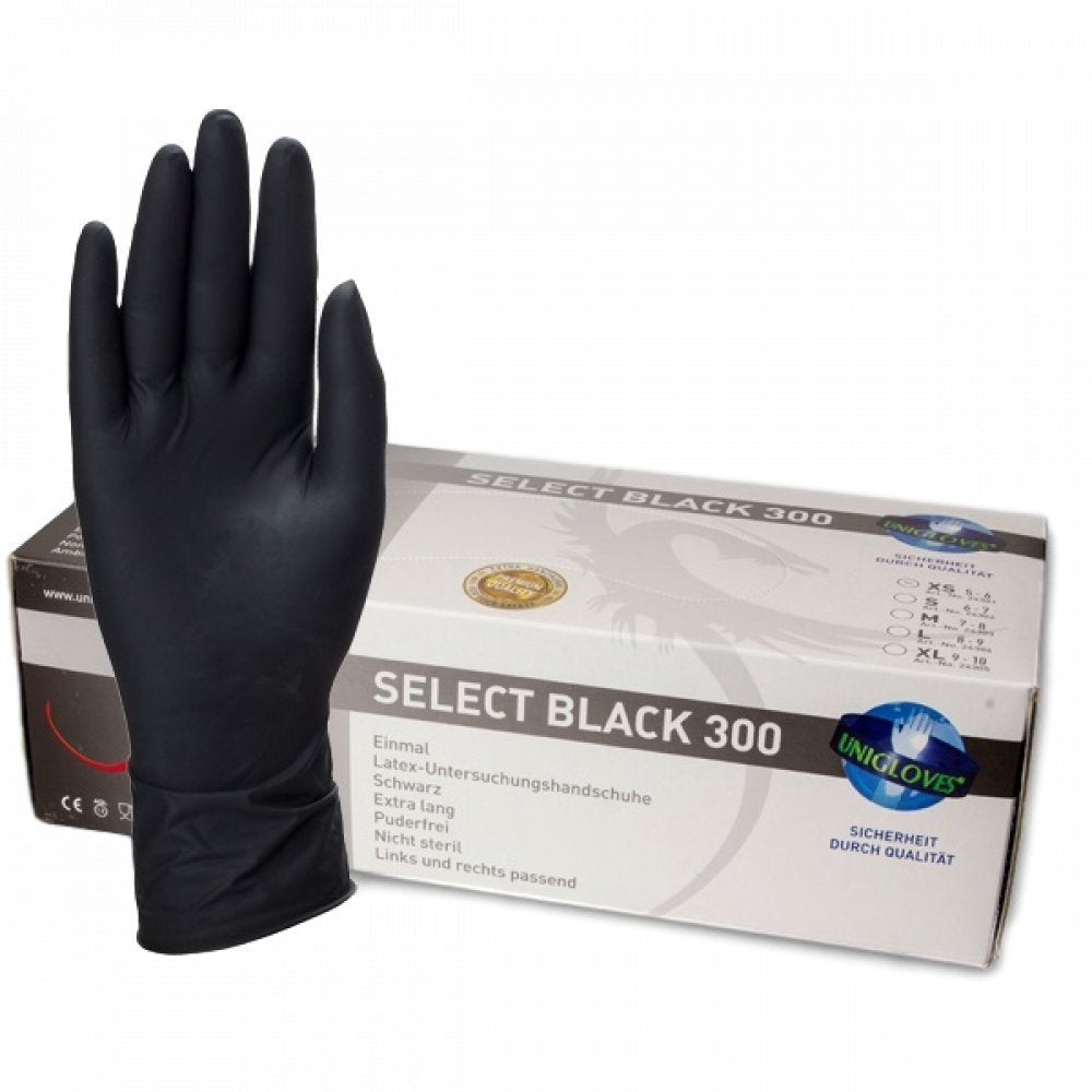 300 gloves latex - 300mm long - black