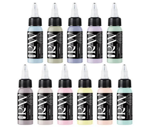 Raw tattoo ink pastell colors