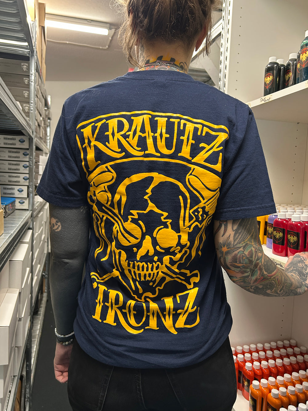 Krautz Ironz - T-shirt dark blue with yellow print
