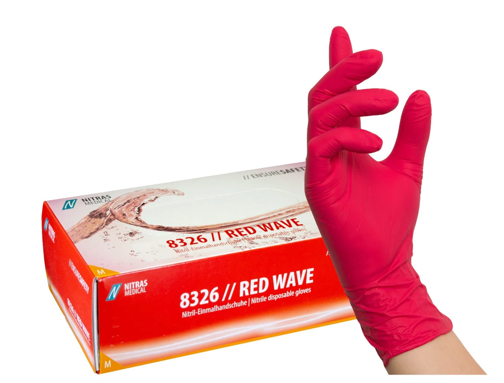 RED WAVE - Nitril Einmalhandschuhe I Farbe ROT