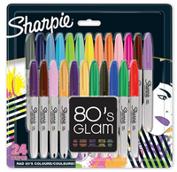 Sharpie permanently marker | Marker pens with a fine tip 80s glam colors | 24 pieces of market set