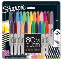 SHARPIE Permanent Marker | Marker Stifte mit feiner Spitze | 80s Glam Farben | 24 Stück Market Set