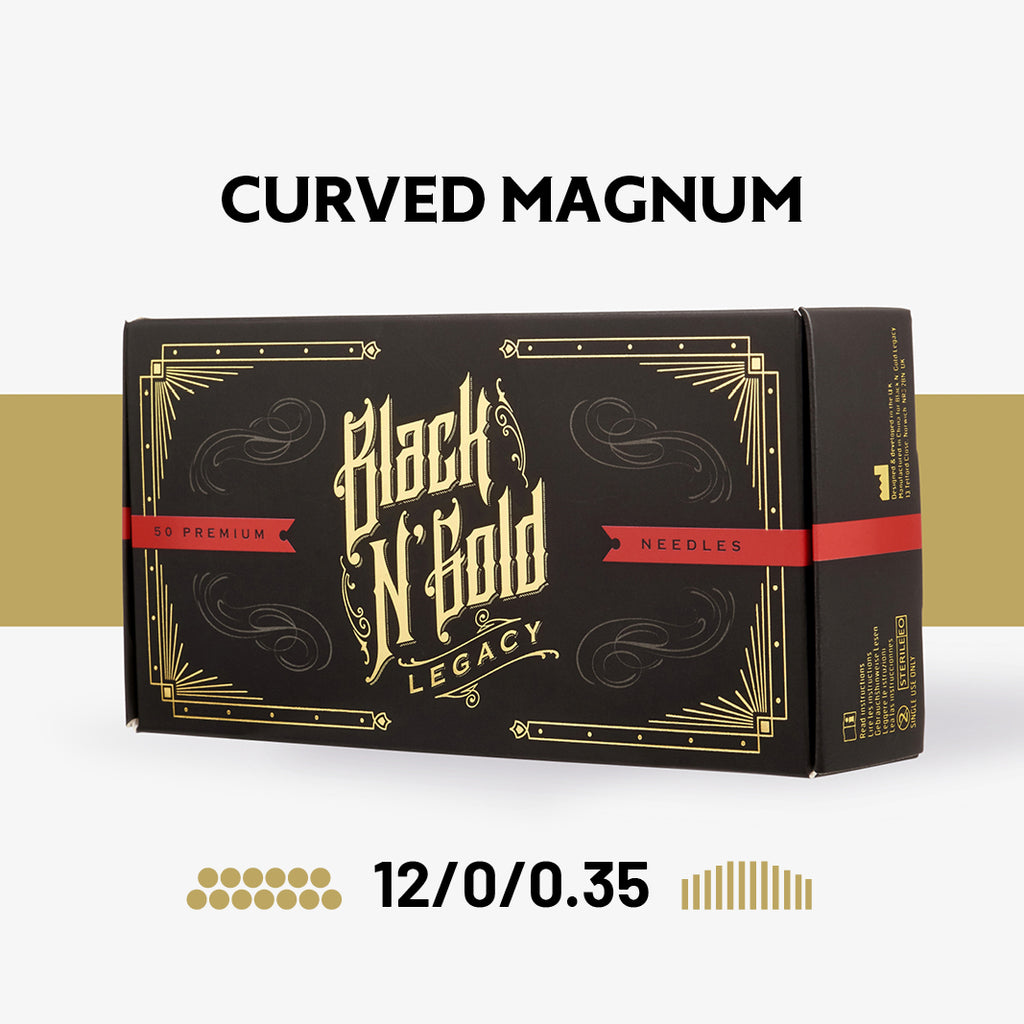 Black n' Gold Legacy - Curved Magnum Tattoo Needles (12/0)