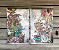 Kaiju vs yokai prints by dan senses