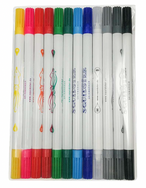 Squidster Skin Marker SET-11 Farben + 1 Eraser